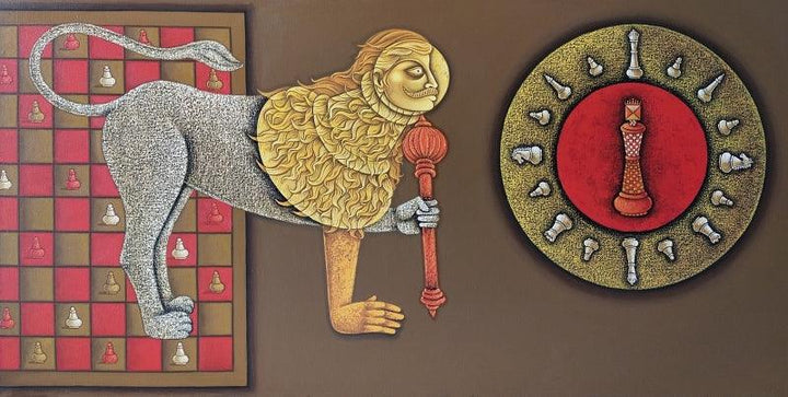 contemporary acrylic painting titled 'The Leader', 29x54 inches, by artist Satyajeet Shinde on Canvas