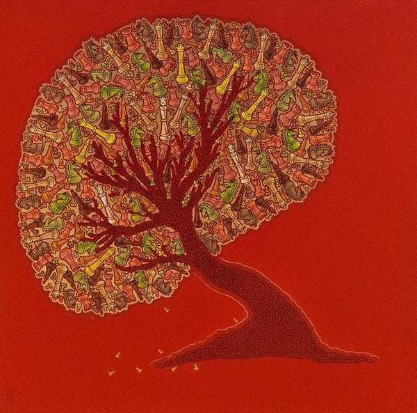 Nature acrylic painting titled 'The Making Tree 2', 24x24 inches, by artist Satyajeet Shinde on Canvas