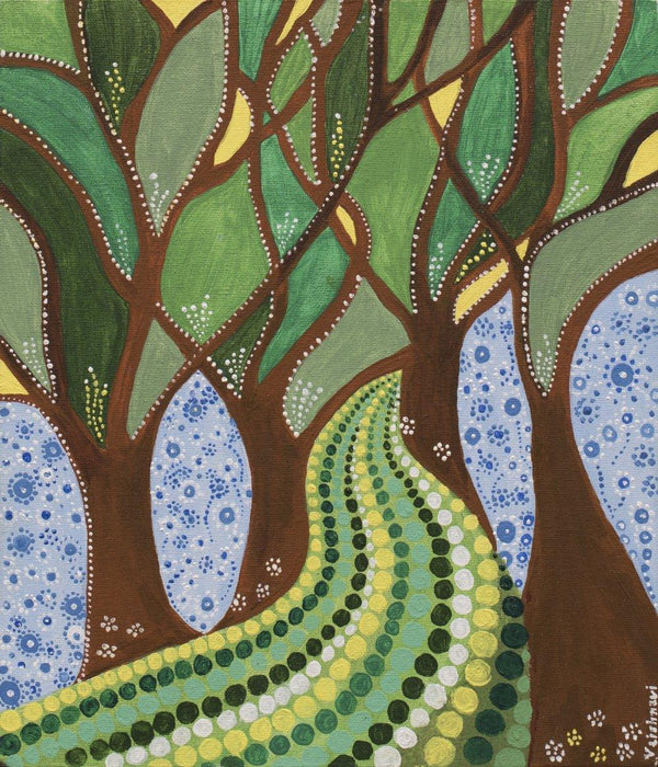 Nature acrylic artcontent titled 'The Meandering Path', 12x14 inches, by artist Vaishnavi on Canvas Board