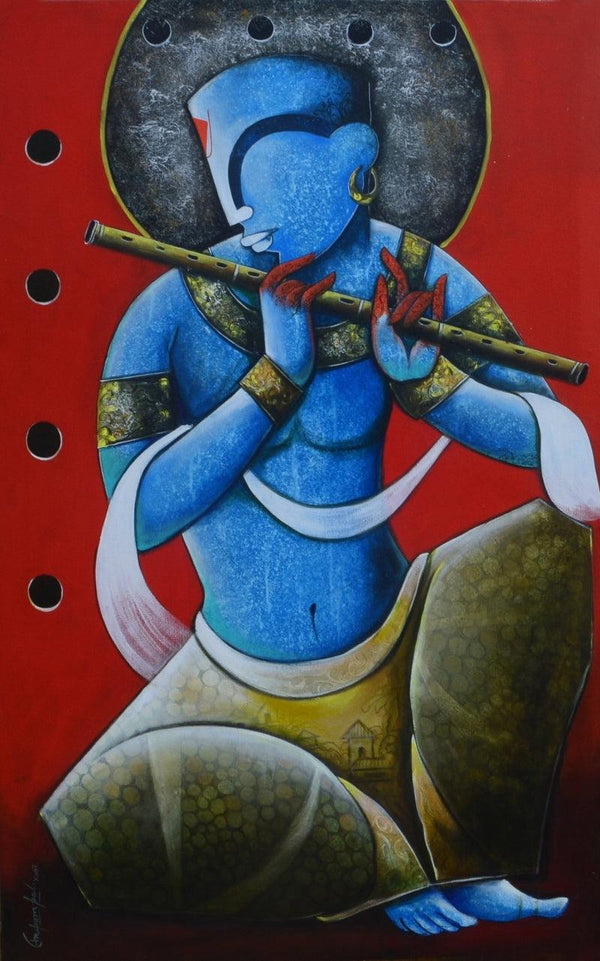 contemporary acrylic painting titled 'The Mesmerizing Tunes 2', 48x30 inches, by artist Anupam Pal on canvas