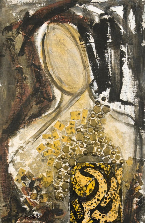 Abstract mixed media titled 'The Muse', 30x20 inches, by artist Veena Advani on Canvas