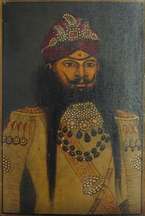 Figurative mughal traditional art titled 'The Nawab Of Mughal Dynasty', 6x4 inches, by artist Unknown on Paper