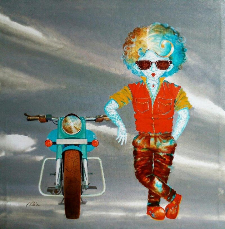 Figurative acrylic painting titled 'The passion of childhood ii', 30x30 inches, by artist Shiv Kumar Soni on Canvas