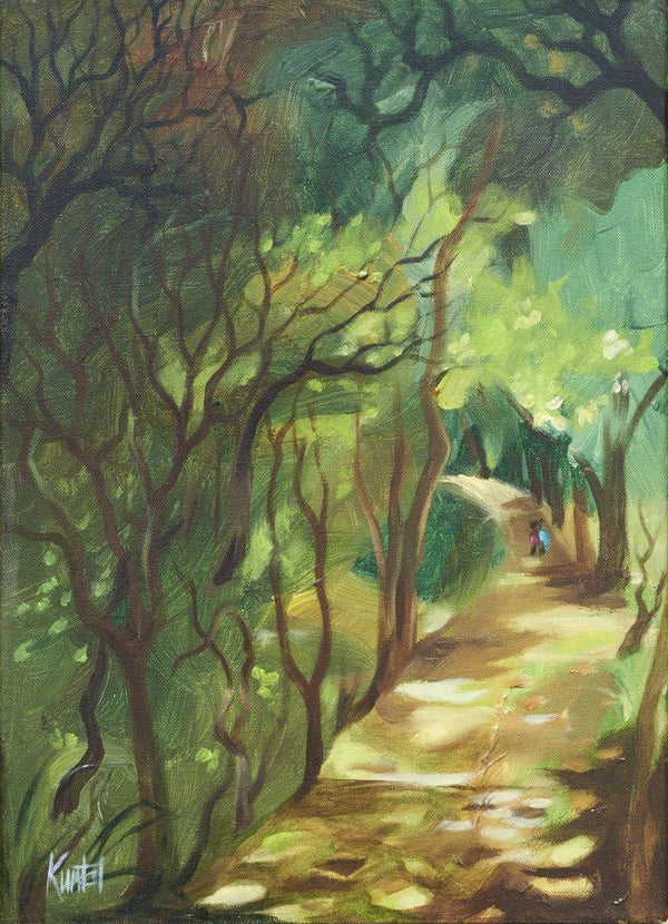 Nature acrylic artcontent titled 'The Pathway', 13x18 inches, by artist Kuntal Desai on canvas