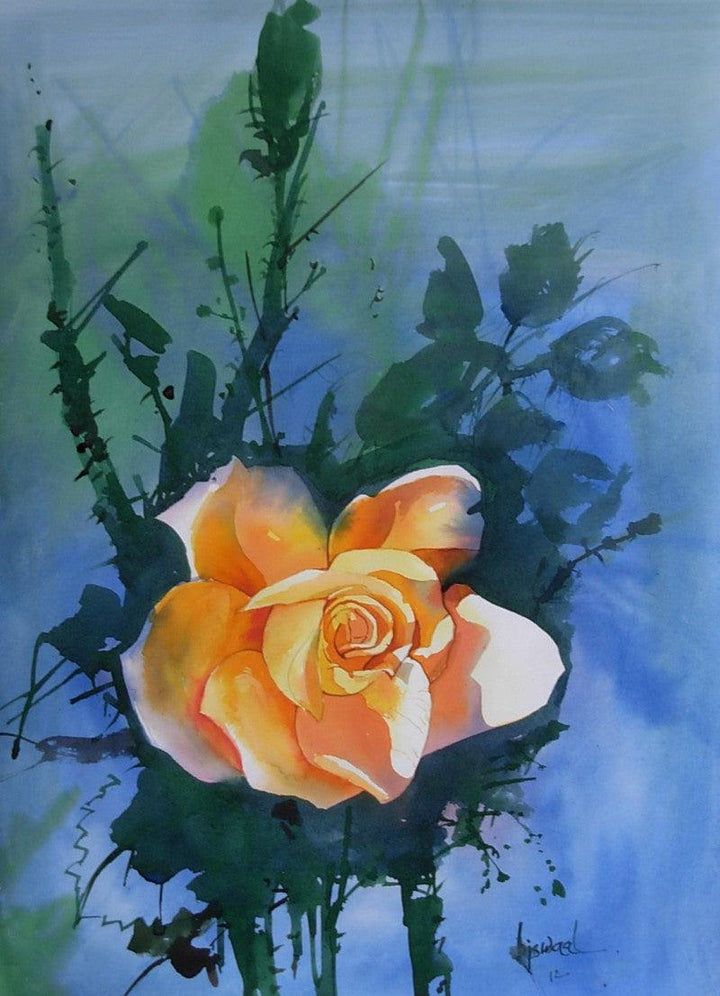 Photorealistic watercolor painting titled 'The Rose', 11x16 inches, by artist Bijay Biswaal on Paper