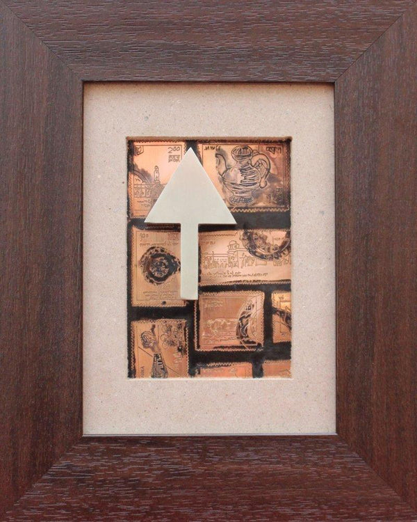 Abstract mixed media painting titled 'The Sindhu Series 1', 10x9 inches, by artist Kajal Gaitonde on wood