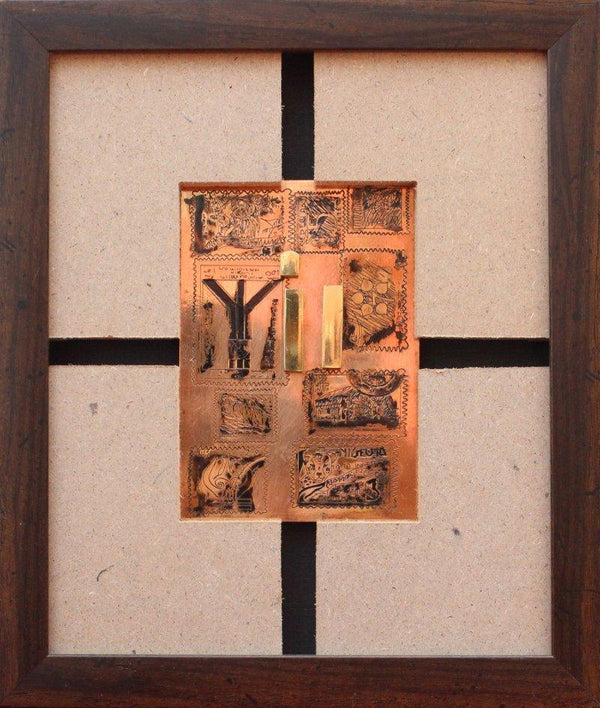 Abstract mixed media painting titled 'The Sindhu Series 10', 10x9 inches, by artist Kajal Gaitonde on wood