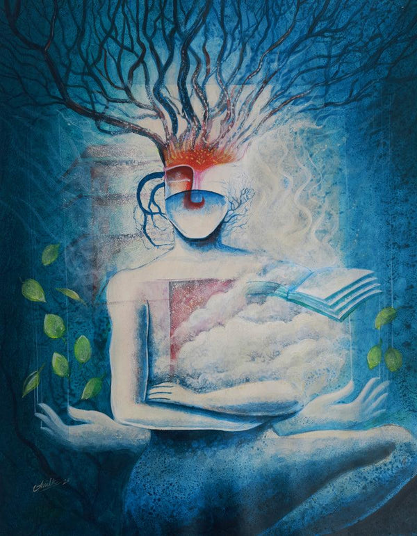 contemporary acrylic painting titled 'The Subconscious Mind 2', 28x22 inches, by artist Anil K Vishwa on Paper