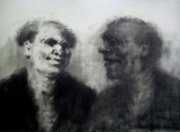 Figurative oil painting titled 'The Talks', 40x30 inches, by artist Aditya Puthur on Canvas