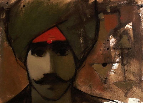 Figurative acrylic painting titled 'The Turban Man', 10x13 inches, by artist Sachin Sagare on Canvas