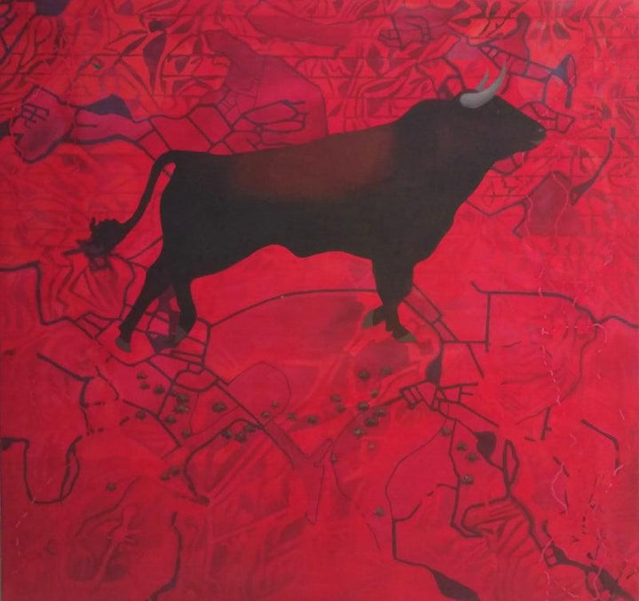 Animals acrylic painting titled 'The Winner', 48x48 inches, by artist Govind Biswas on Canvas