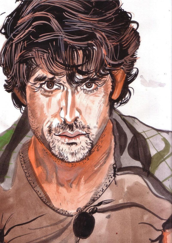 Portrait watercolor painting titled 'Thehrithikroshanstyle Copy', 12x17 inches, by artist Saurabh Turakhia on Paper