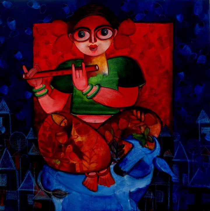 Figurative acrylic painting titled 'TIANNA', 30x30 inches, by artist Sharmi Dey on Canvas