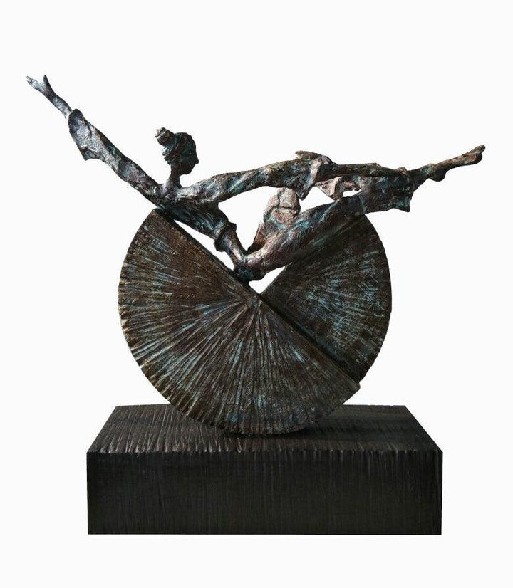 Figurative sculpture titled 'Timeless Beauty', 16x17x4 inches, by artist Prasad Talekar on Bronze, Wood