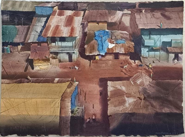 Cityscape watercolor painting titled 'Tiranga 3', 24x30 inches, by artist Ajit Raut on Paper