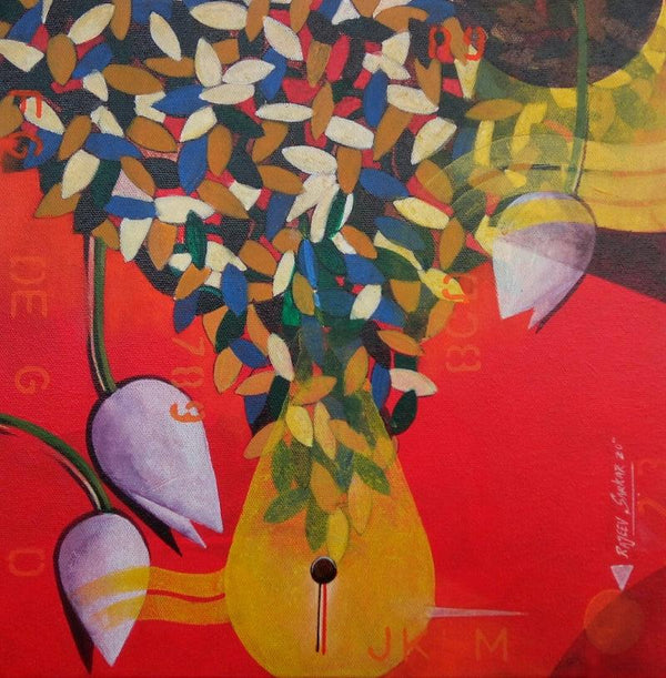 contemporary acrylic painting titled 'Together 19', 12x12 inches, by artist Rajeev Sarkar on Canvas