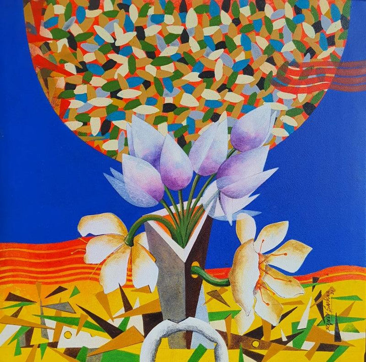 Nature acrylic painting titled 'Together 39', 19x19 inches, by artist Rajeev Sarkar on Canvas