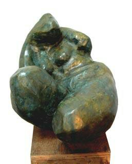 Figurative sculpture titled 'Torso 1', 9x13x8 inches, by artist Shankar Ghosh on Bronze