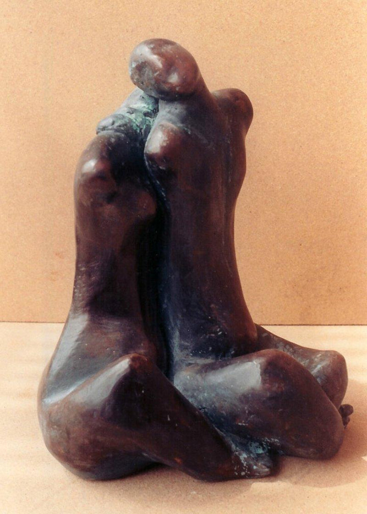 Figurative Metal sculpture titled 'Touch', 16x12x7 inches, by artist Sunita  Lamba on Bronze