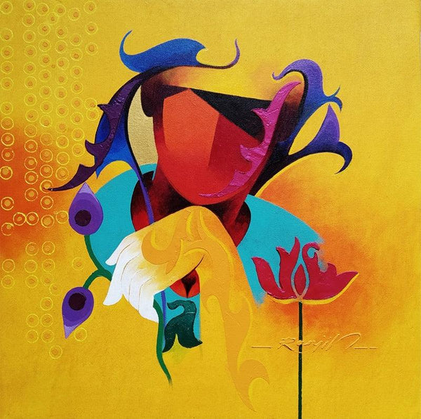 contemporary acrylic painting titled 'Towards Happiness 1', 20x20 inches, by artist Ranjit Singh Kurmi on Canvas