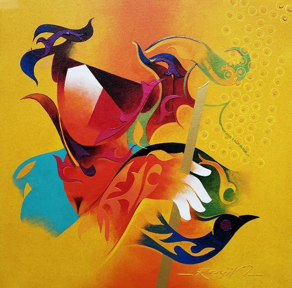 contemporary acrylic painting titled 'Towards Happiness 2', 20x20 inches, by artist Ranjit Singh Kurmi on Canvas