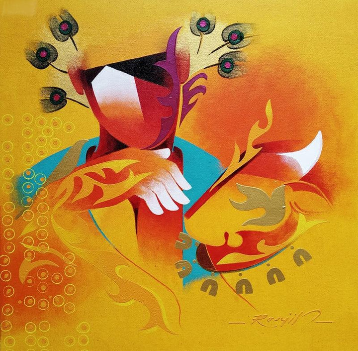 contemporary acrylic painting titled 'Towards Happiness 3', 20x20 inches, by artist Ranjit Singh Kurmi on Canvas