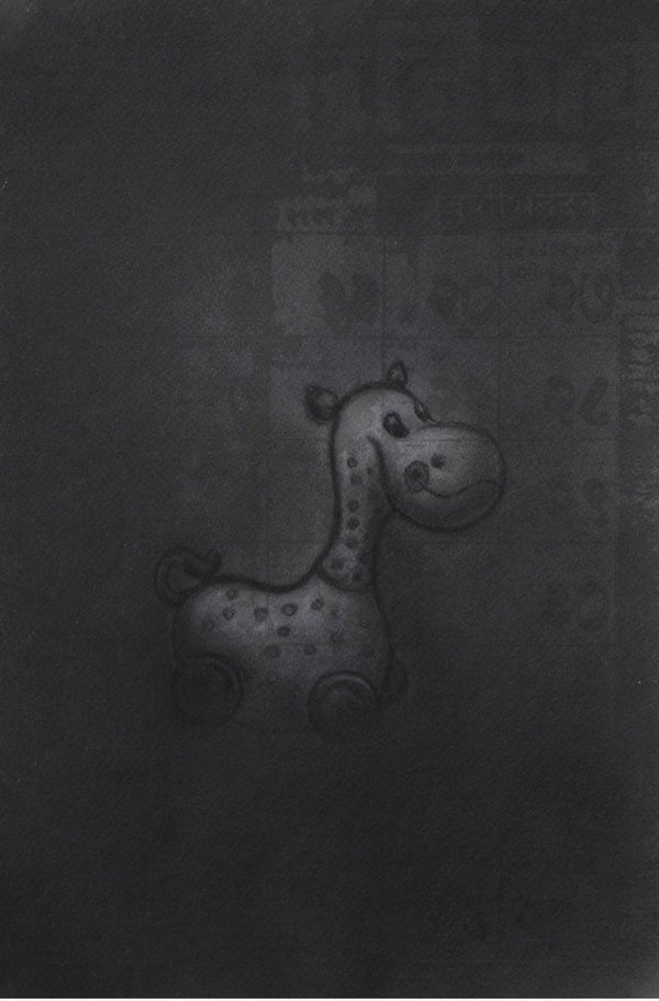 Toys charcoal drawing titled 'Toy 1', 18x24 inches, by artist Deepak Sinkar on Paper