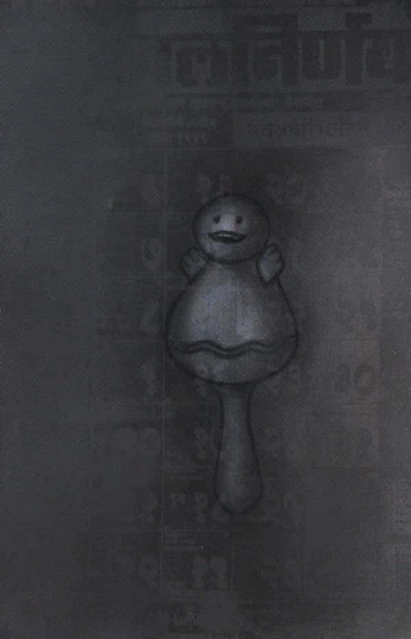 Toys charcoal drawing titled 'Toy 7', 18x24 inches, by artist Deepak Sinkar on Paper