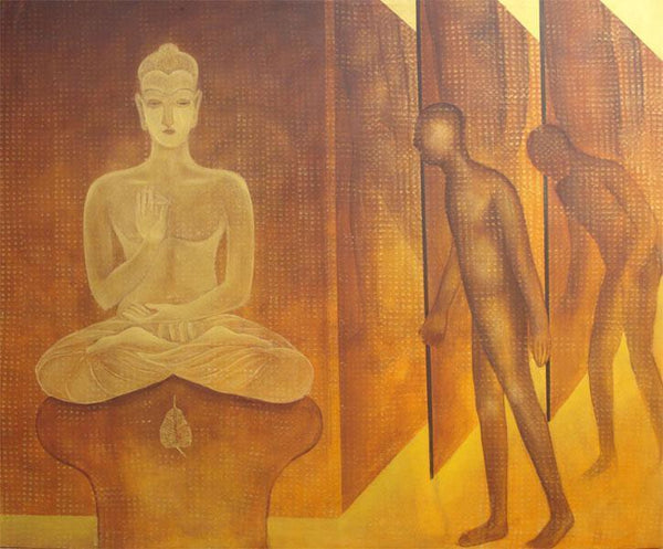 Figurative acrylic painting titled 'TRANSFORMATION', 72x60 inches, by artist Satish Kale on Canvas