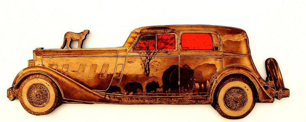 Transportation mixed media titled 'Transhumance', 12x36 inches, by artist Mehul Rathod on Wood