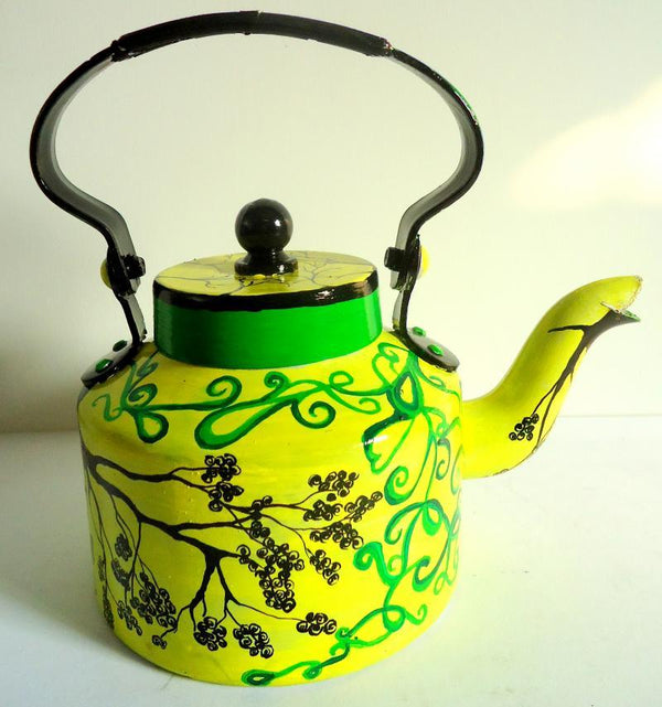 Lifestyle craft titled 'Tree Of Life Tea Kettle', 9x9x7 inches, by artist Rithika Kumar on Aluminium