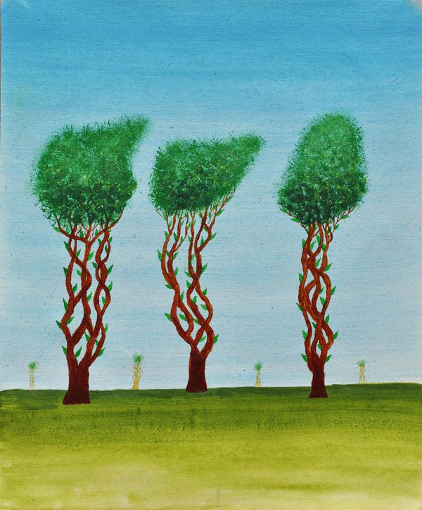 Nature acrylic painting titled 'Trees Of Jasoon', 20x16 inches, by artist Sumit Mehndiratta on Paper