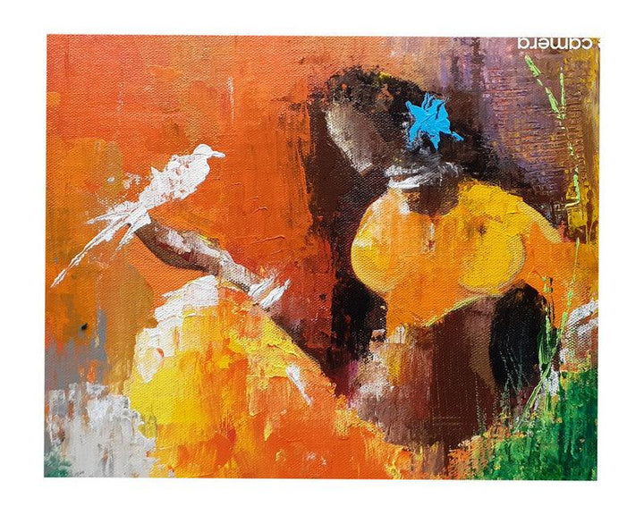 Figurative acrylic painting titled 'Tribal Beauty', 10x12 inches, by artist RAJARAM S on Canvas Board