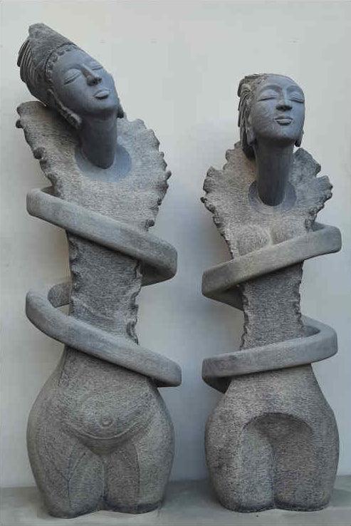 Figurative sculpture titled 'Trible King And Queen', 52x38x10 inches, by artist Pankaj Gahlot on Black Marble