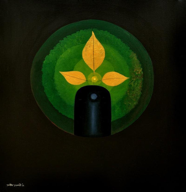 Religious acrylic painting titled 'Trinayan', 38x35 inches, by artist RAJIB DEYASHI on Canvas