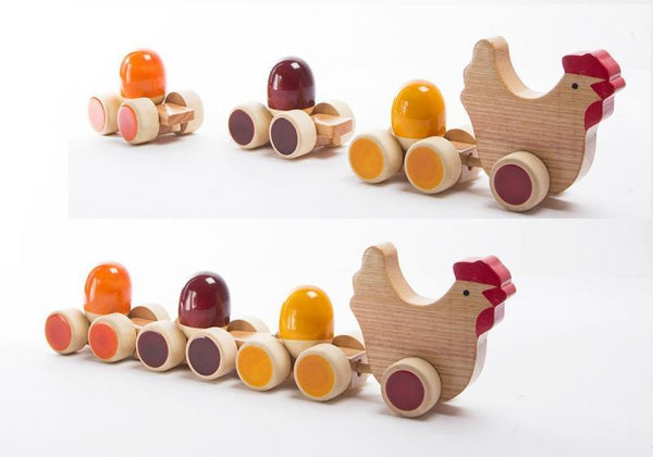 Toys craft titled 'Tuck Tuck Pull Along Wooden Toy', 10x3x2 inches, by artist Oodees Toys on wood