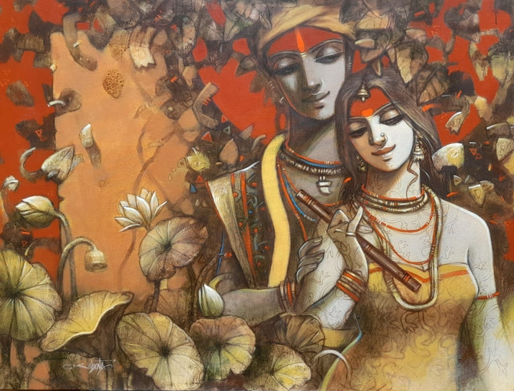 Figurative acrylic painting titled 'Tune Of Life 2', 42x48 inch, by artist Subrata Das on Canvas