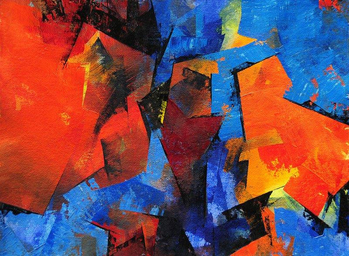 Abstract acrylic painting titled 'Two Worlds', 22x30 inches, by artist Siddhesh Rane on Paper