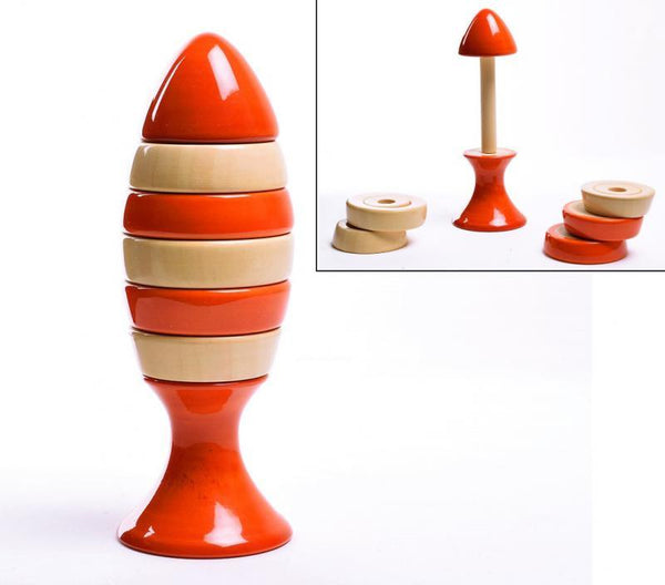 Toys craft titled 'Ubuntu Orange Stacking Wooden Toy', 6x2x2 inches, by artist Oodees Toys on wood