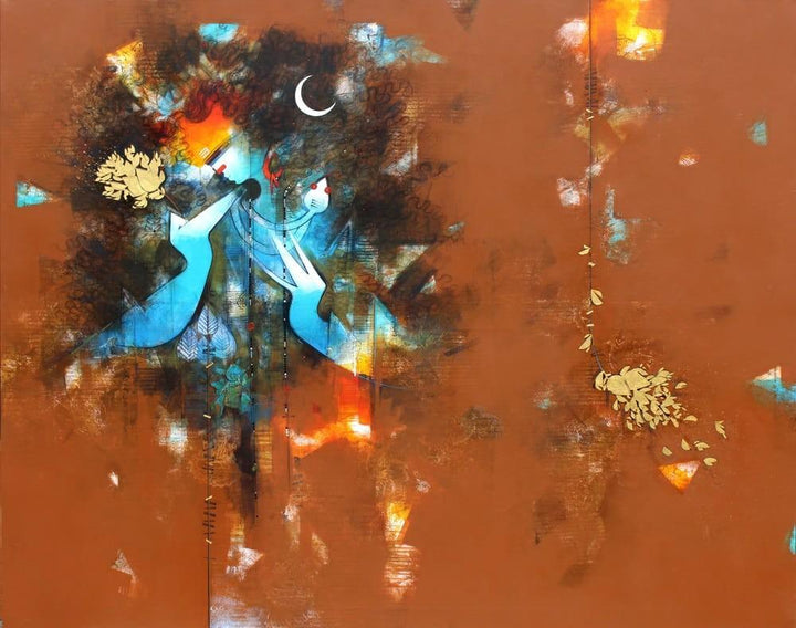 Figurative acrylic painting titled 'Uma Pati 2', 48x60 inches, by artist Amol Pawar on Canvas