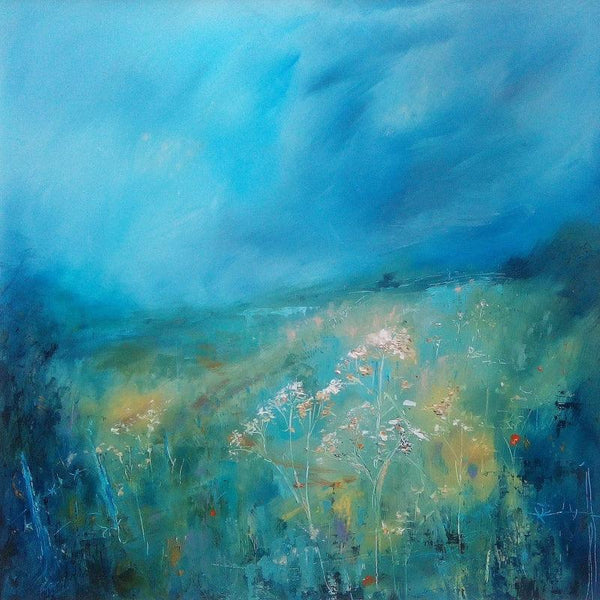 Nature oil painting titled 'Under A Summer Sky', 32x32 inches, by artist Libbi Gooch on Gesso Board