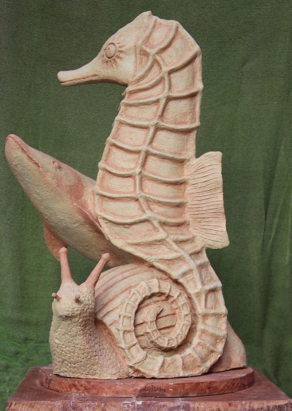 Animals sculpture titled 'Underwater', 36x24x24 inches, by artist Rajeev Ranjan on paper mache