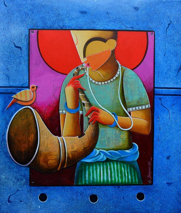 contemporary acrylic painting titled 'Unsong melody', 42x36 inches, by artist Anupam Pal on canvas