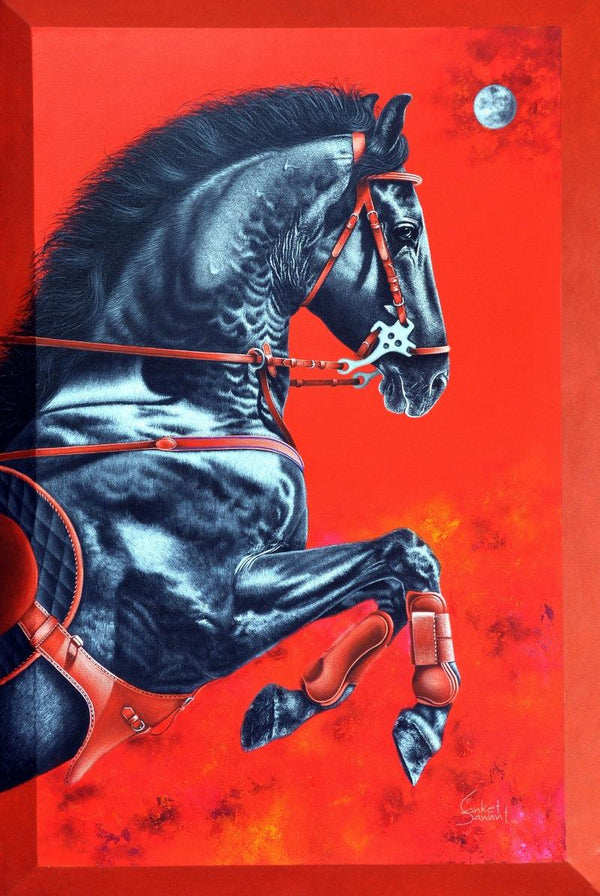 Animals acrylic painting titled 'Unstoppable 2', 48x36 inches, by artist Sanket Sawant on Canvas