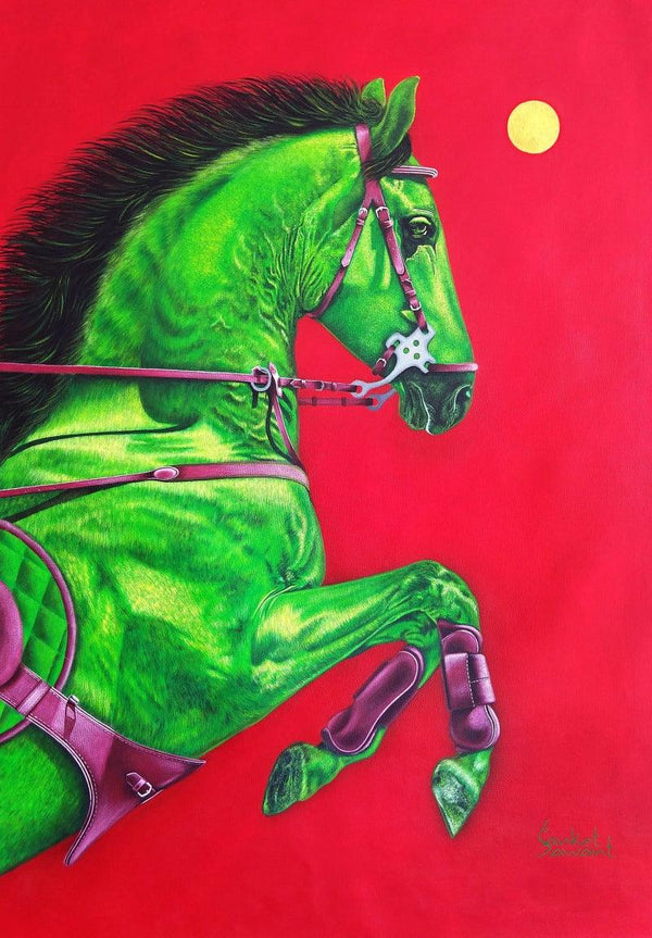 Animals acrylic painting titled 'Unstoppable 4', 48x36 inches, by artist Sanket Sawant on Canvas