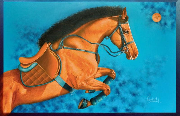 Animals acrylic painting titled 'Unstoppable 6', 48x72 inches, by artist Sanket Sawant on Canvas