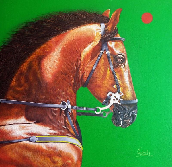 Animals acrylic painting titled 'Unstoppable 7', 30x30 inches, by artist Sanket Sawant on Canvas