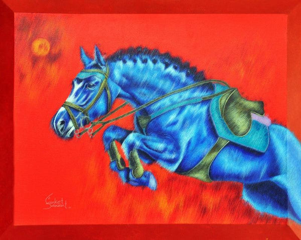 Animals acrylic painting titled 'Unstoppable', 24x30 inches, by artist Sanket Sawant on Canvas