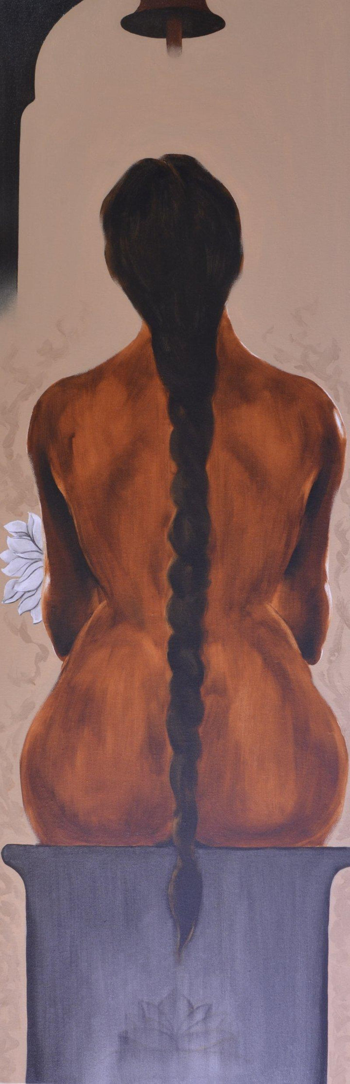 Nude oil painting titled 'Untitle III', 60x20 inches, by artist Surendra Jagtap on Canvas