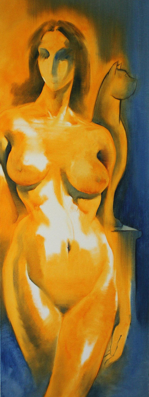 Nude oil painting titled 'Untitle VI', 60x20 inches, by artist Surendra Jagtap on Canvas